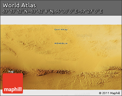 Physical 3D Map of the Area around 43° 27' 40" N, 96° 58' 29" E