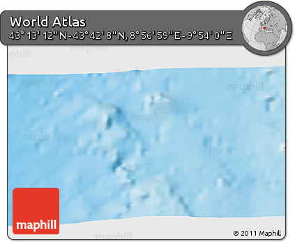 Physical 3D Map of the Area around 43° 27' 40" N, 9° 25' 30" E