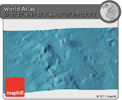 Satellite 3D Map of the Area around 43° 27' 40" N, 9° 25' 30" E