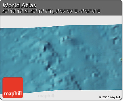 Satellite 3D Map of the Area around 43° 27' 40" N, 9° 25' 30" E