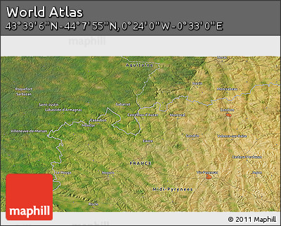 Satellite 3D Map of the Area around 43° 53' 30" N, 0° 4' 30" E