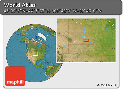 Satellite Location Map of the Area around 43° 53' 30" N, 100° 13' 29" W