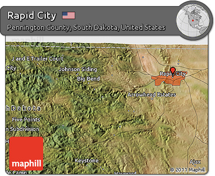 Satellite 3D Map of Rapid City