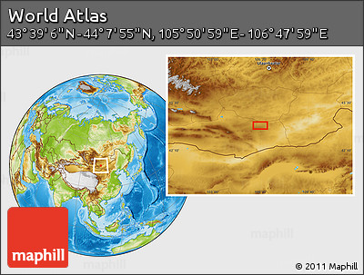 Physical Location Map of the Area around 43° 53' 30" N, 106° 19' 29" E