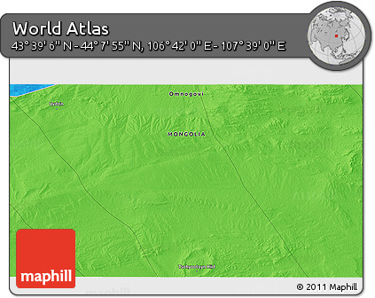 Political 3D Map of the Area around 43° 53' 30" N, 107° 10' 30" E