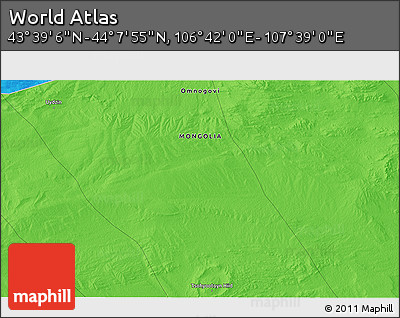 Political 3D Map of the Area around 43° 53' 30" N, 107° 10' 30" E