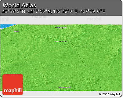 Political 3D Map of the Area around 43° 53' 30" N, 107° 10' 30" E
