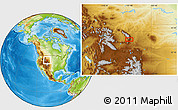 Physical Location Map of the area around 43° 53' 30" N, 107° 1' 30" W