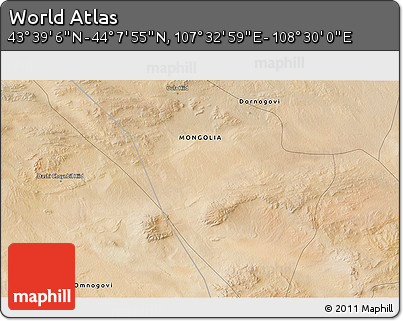Satellite 3D Map of the Area around 43° 53' 30" N, 108° 1' 30" E