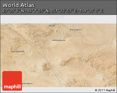 Satellite 3D Map of the Area around 43° 53' 30" N, 108° 1' 30" E