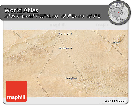 Satellite 3D Map of the Area around 43° 53' 30" N, 109° 43' 29" E