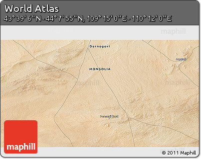 Satellite 3D Map of the Area around 43° 53' 30" N, 109° 43' 29" E