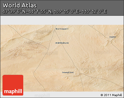 Satellite 3D Map of the Area around 43° 53' 30" N, 109° 43' 29" E
