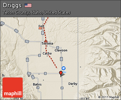 Shaded Relief Map of Driggs
