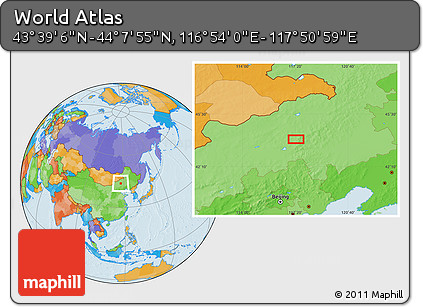 Political Location Map of the Area around 43° 53' 30" N, 117° 22' 30" E