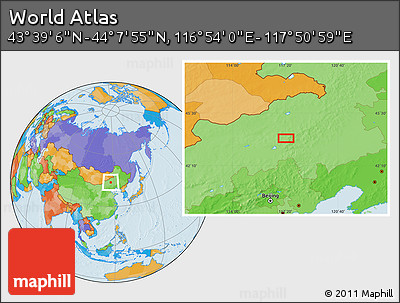 Political Location Map of the Area around 43° 53' 30" N, 117° 22' 30" E