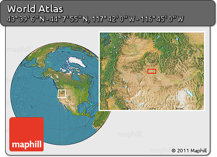 Satellite Location Map of the Area around 43° 53' 30" N, 117° 13' 29" W