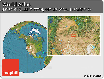 Satellite Location Map of the Area around 43° 53' 30" N, 117° 13' 29" W