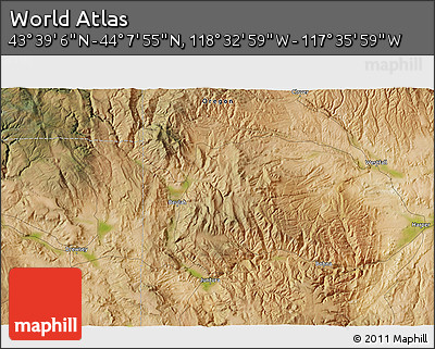 Satellite 3D Map of the Area around 43° 53' 30" N, 118° 4' 29" W