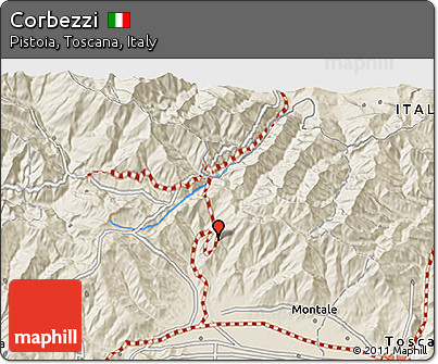 Shaded Relief 3D Map of Corbezzi