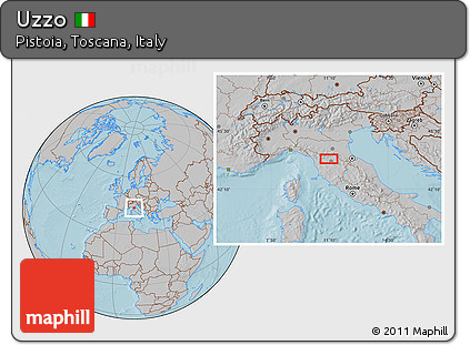 Gray Location Map of Uzzo, hill shading