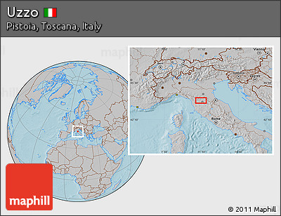 Gray Location Map of Uzzo, hill shading