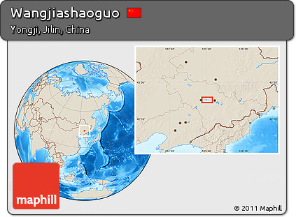Shaded Relief Location Map of Wangjiashaoguo