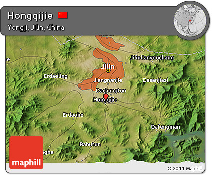 Satellite 3D Map of Hongqijie