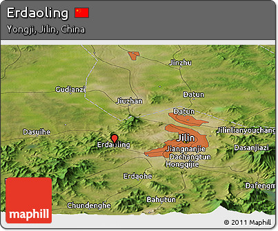 Satellite Panoramic Map of Erdaoling
