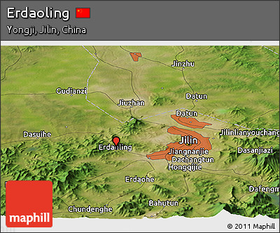 Satellite Panoramic Map of Erdaoling
