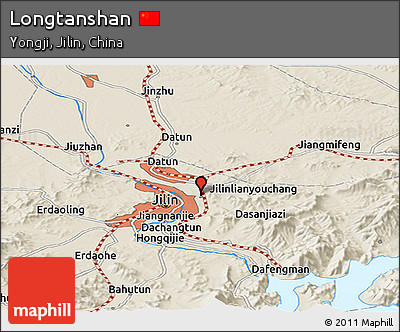 Shaded Relief Panoramic Map of Longtanshan