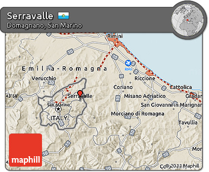 Shaded Relief Map of Serravalle