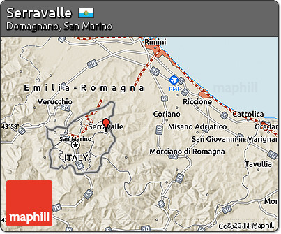 Shaded Relief Map of Serravalle