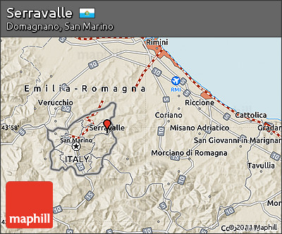 Shaded Relief Map of Serravalle