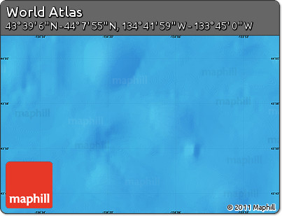 Physical Map of the Area around 43° 53' 30" N, 134° 13' 29" W
