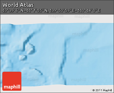 Physical 3D Map of the Area around 43° 53' 30" N, 140° 19' 29" E