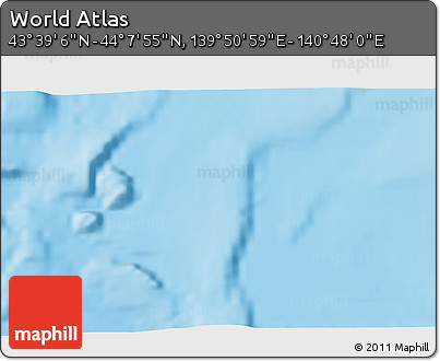 Physical 3D Map of the Area around 43° 53' 30" N, 140° 19' 29" E