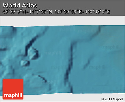 Satellite 3D Map of the Area around 43° 53' 30" N, 140° 19' 29" E