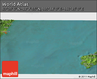 Satellite 3D Map of the Area around 43° 53' 30" N, 146° 16' 30" E