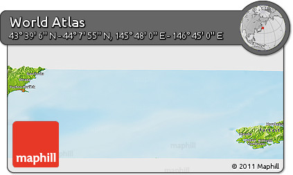 Physical Panoramic Map of the Area around 43° 53' 30" N, 146° 16' 30" E