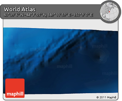 Physical 3D Map of the Area around 43° 53' 30" N, 149° 40' 30" E