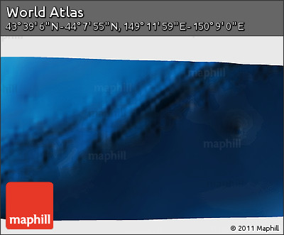 Physical 3D Map of the Area around 43° 53' 30" N, 149° 40' 30" E