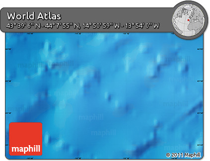 Shaded Relief Map of the Area around 43° 53' 30" N, 14° 22' 30" W