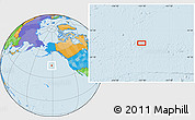 Political Location Map of the area around 43° 53' 30" N, 151° 13' 29" W