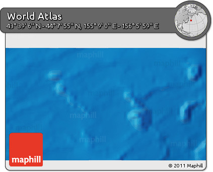 Physical 3D Map of the Area around 43° 53' 30" N, 155° 37' 30" E