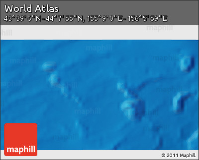 Physical 3D Map of the Area around 43° 53' 30" N, 155° 37' 30" E