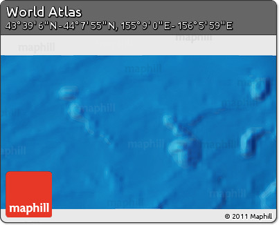 Physical 3D Map of the Area around 43° 53' 30" N, 155° 37' 30" E