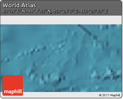 Satellite 3D Map of the Area around 43° 53' 30" N, 159° 52' 30" E