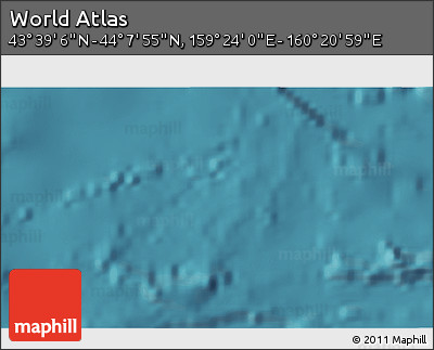 Satellite 3D Map of the Area around 43° 53' 30" N, 159° 52' 30" E