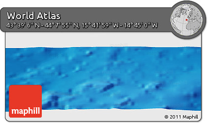 Shaded Relief Panoramic Map of the Area around 43° 53' 30" N, 15° 13' 29" W